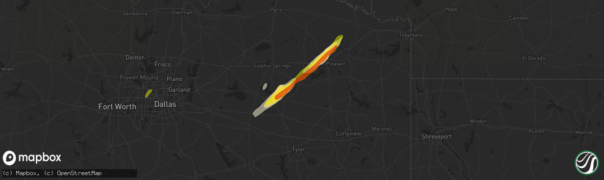 Hail map in Winnsboro, TX on January 21, 2018