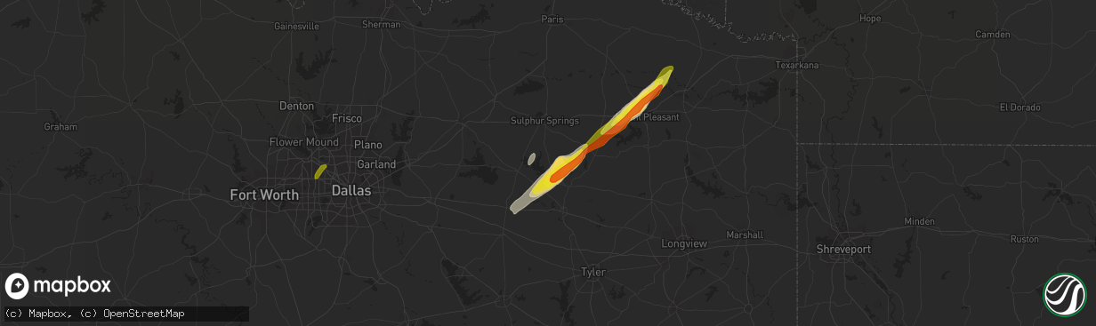 Hail map in Yantis, TX on January 21, 2018