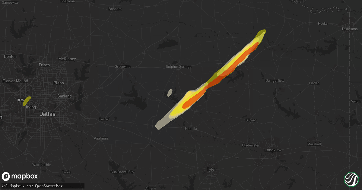Hail map in Yantis, TX on January 21, 2018