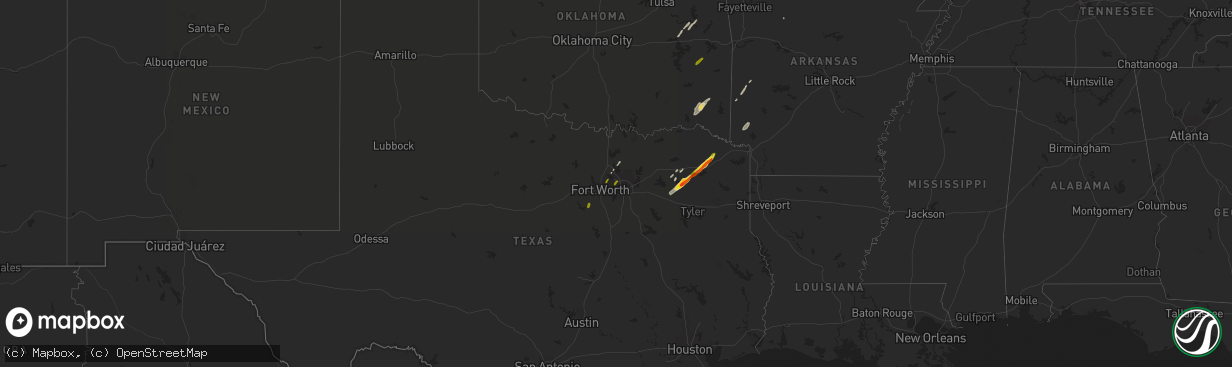 Hail map on January 21, 2018