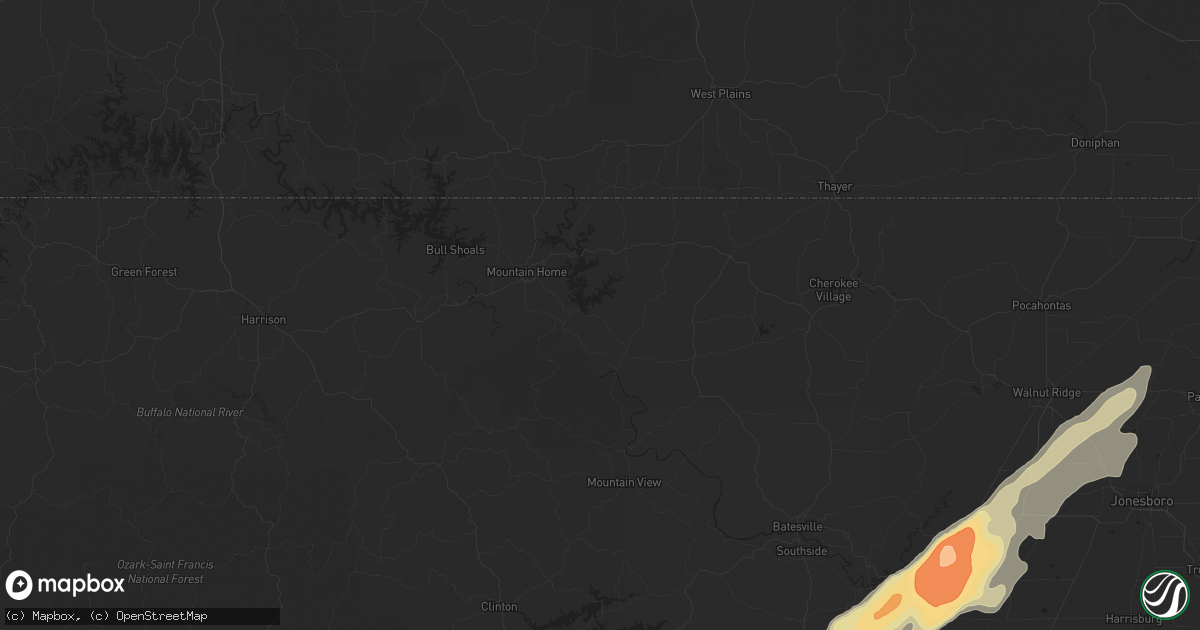 Hail map in Tuckerman, AR on January 22, 2012