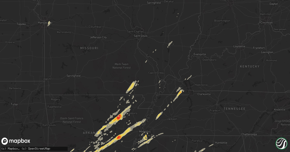 Hail map on January 22, 2012