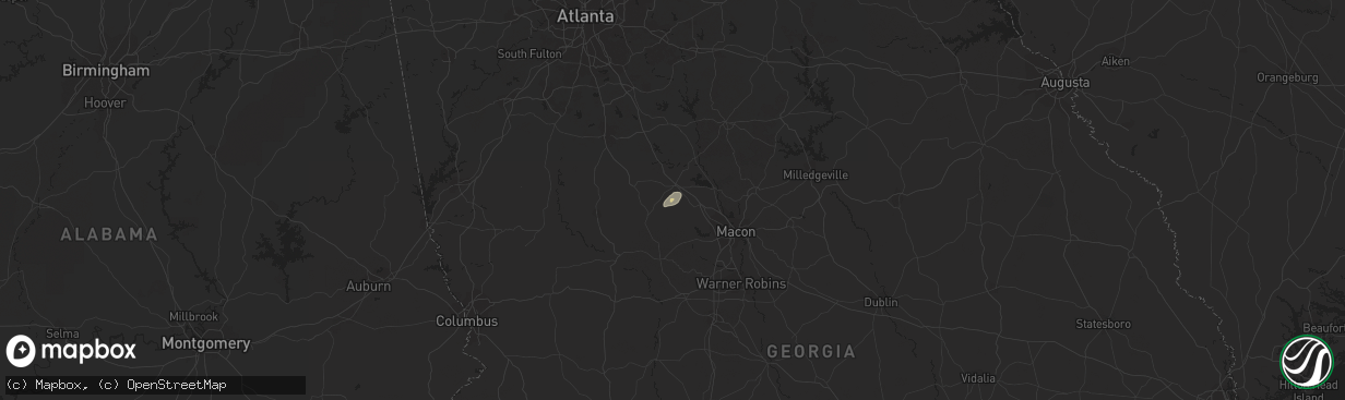 Hail map in Forsyth, GA on January 22, 2016