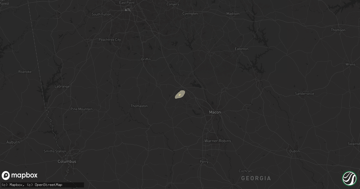 Hail map in Forsyth, GA on January 22, 2016