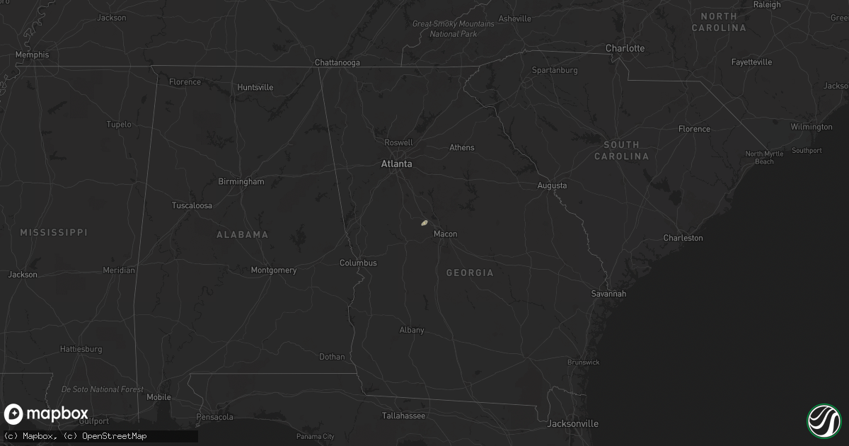 Hail map in Georgia on January 22, 2016
