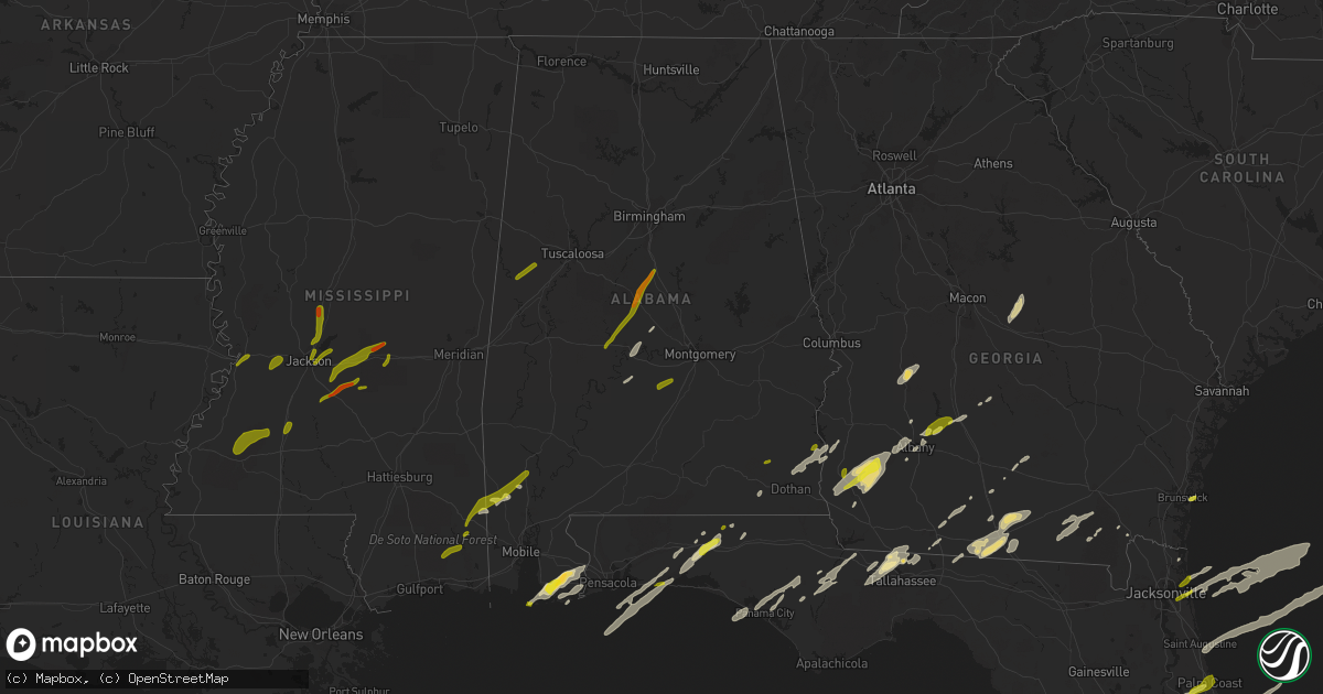 Hail map in Alabama on January 22, 2017
