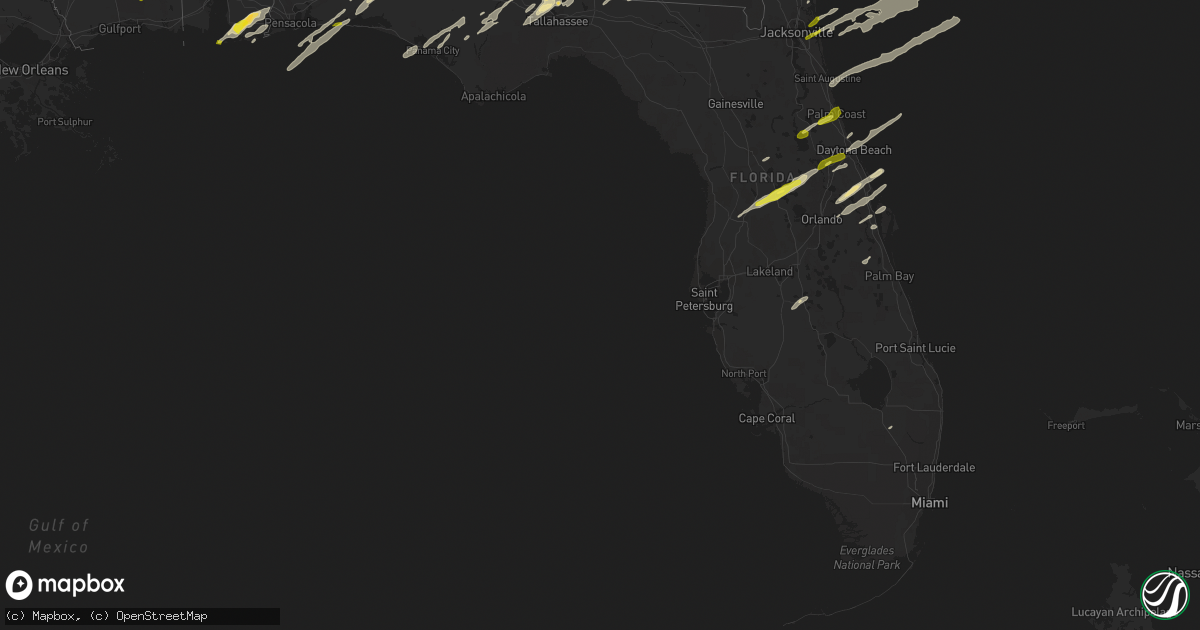 Hail map in Florida on January 22, 2017