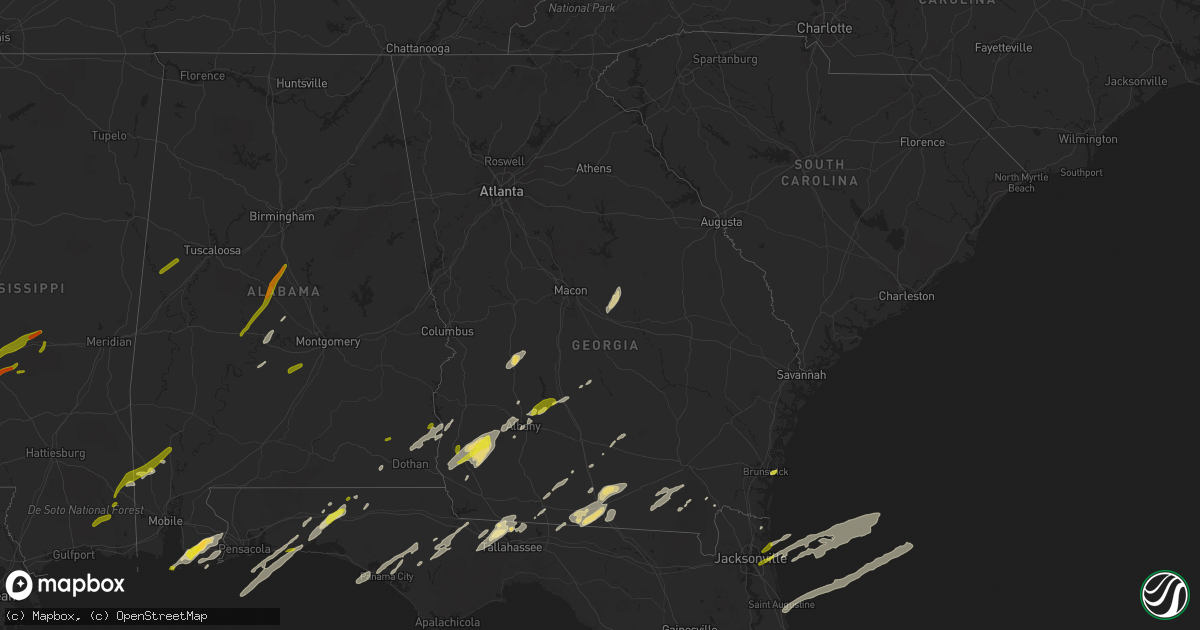 Hail map in Georgia on January 22, 2017