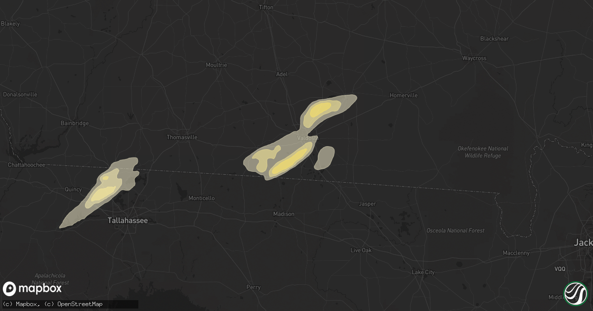 Hail map in Valdosta, GA on January 22, 2017