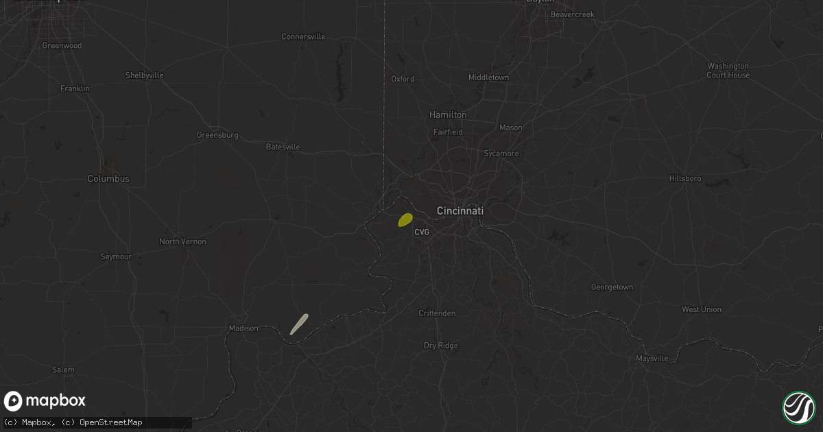 Hail map in Hebron, KY on January 22, 2018