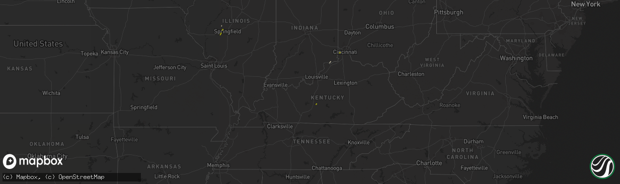 Hail map in Kentucky on January 22, 2018