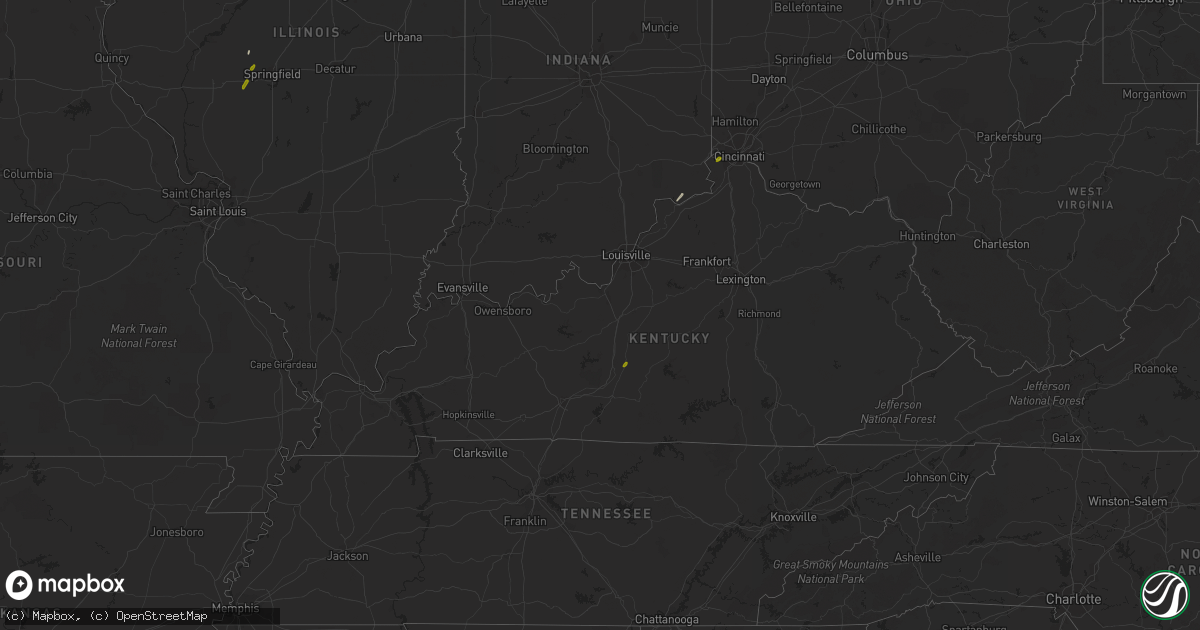 Hail map in Kentucky on January 22, 2018