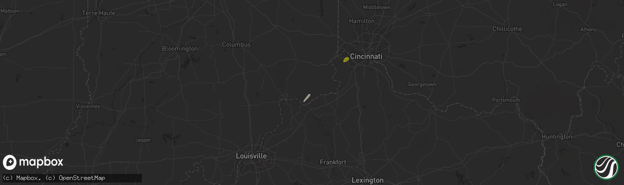 Hail map in Vevay, IN on January 22, 2018