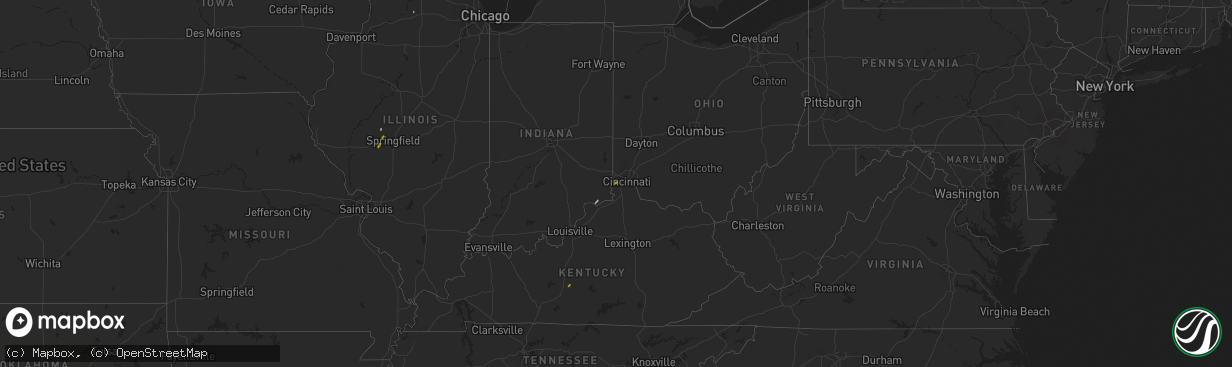 Hail map on January 22, 2018