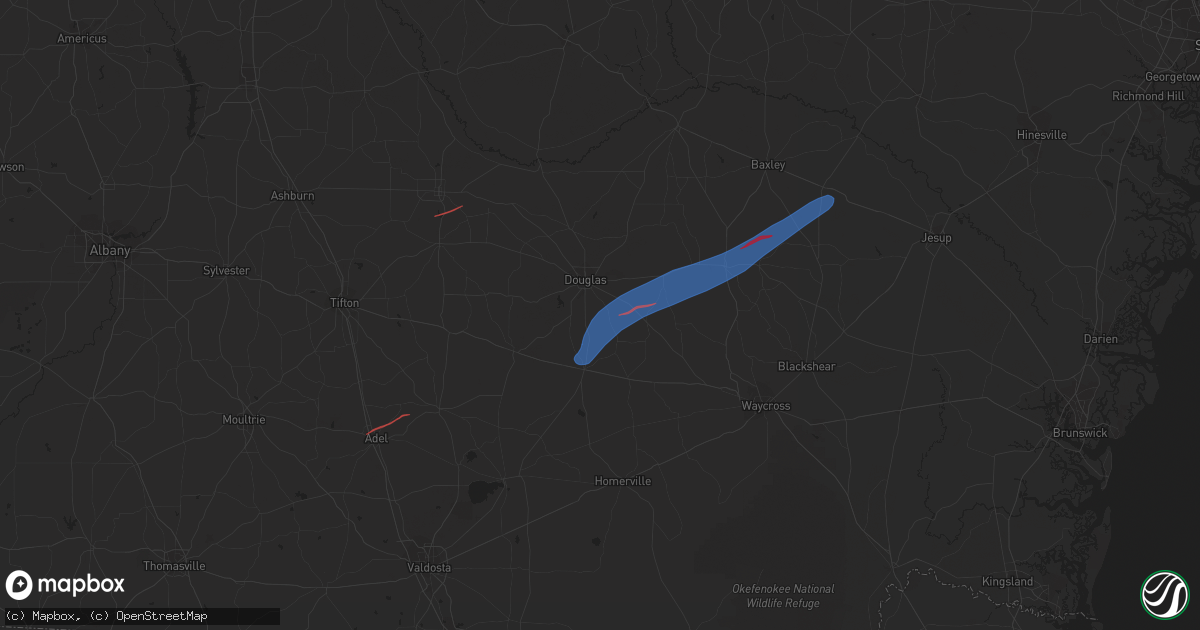 Hail map in Adel, GA on January 22, 2023