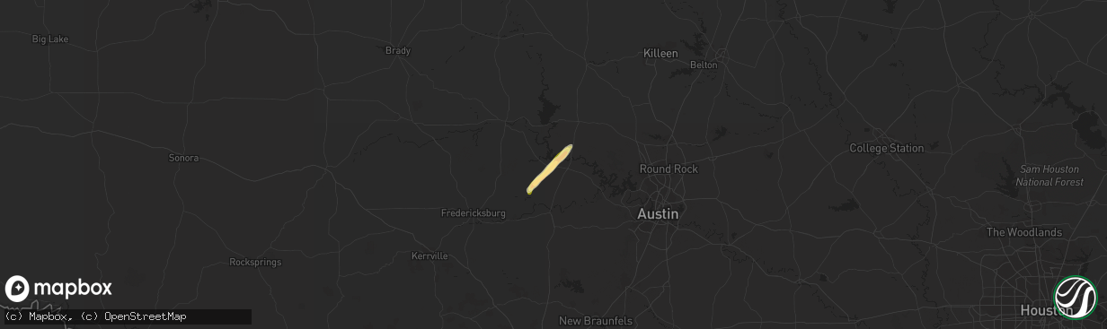 Hail map in Horseshoe Bay, TX on January 22, 2024