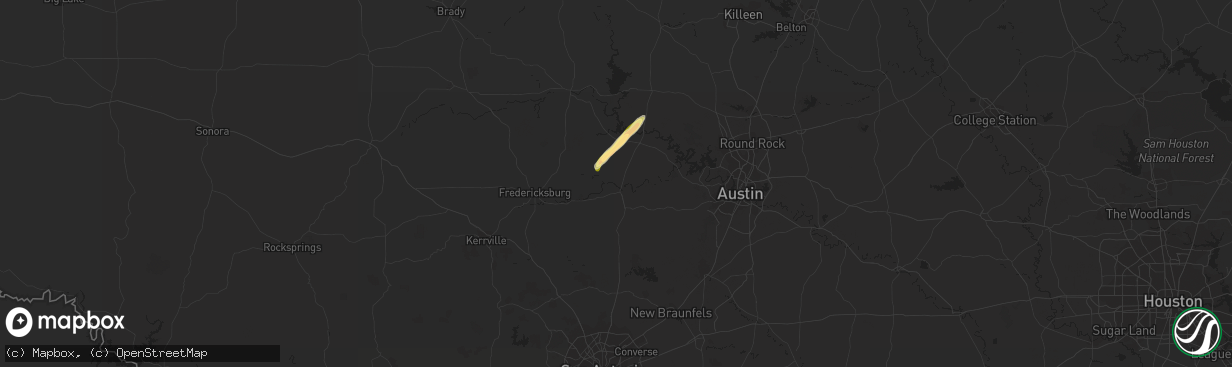 Hail map in Johnson City, TX on January 22, 2024