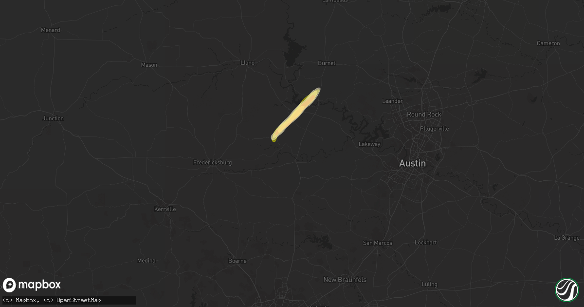Hail map in Johnson City, TX on January 22, 2024
