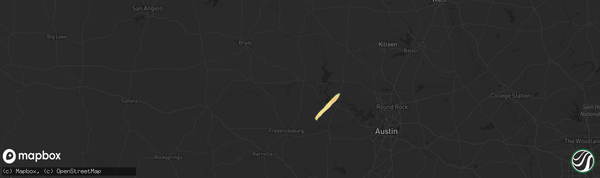 Hail map in Llano, TX on January 22, 2024