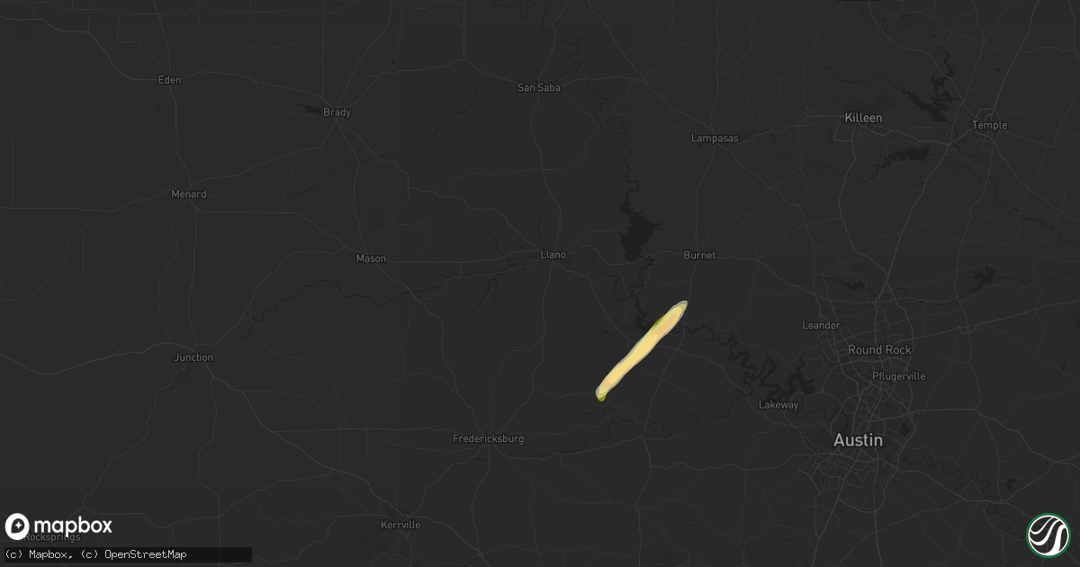 Hail map in Llano, TX on January 22, 2024