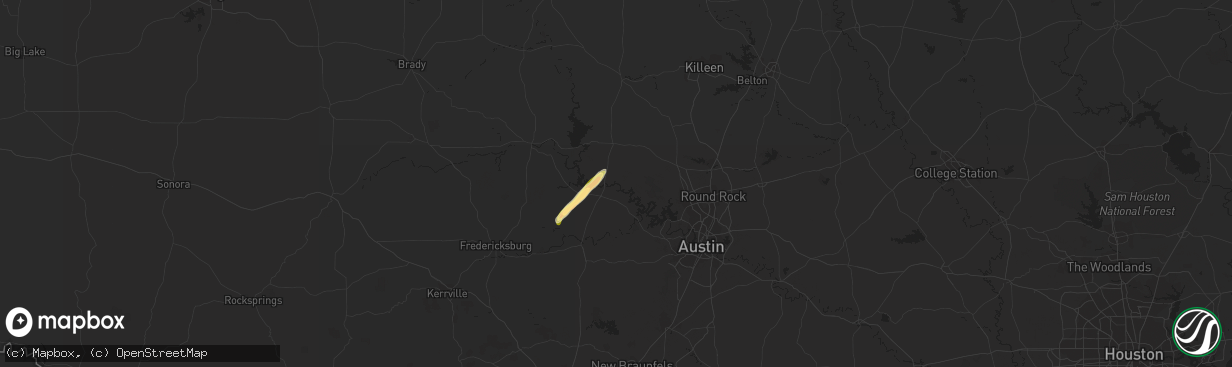 Hail map in Marble Falls, TX on January 22, 2024