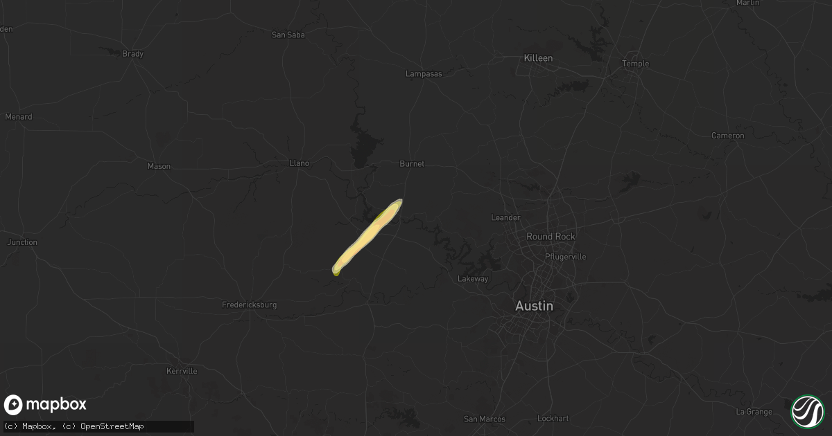 Hail map in Marble Falls, TX on January 22, 2024