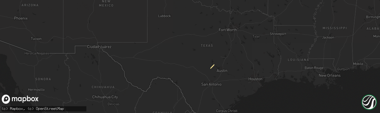 Hail map in Texas on January 22, 2024