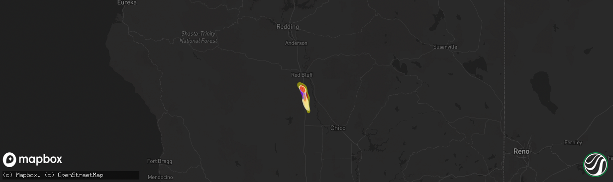 Hail map in Gerber, CA on January 23, 2016