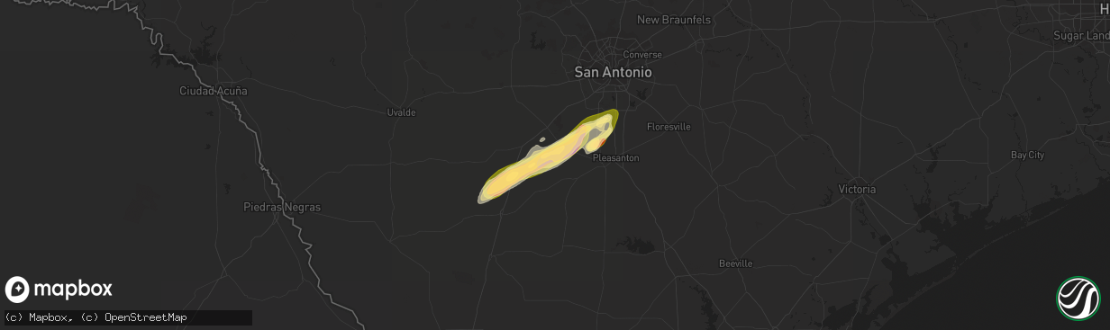 Hail map in Bigfoot, TX on January 23, 2024