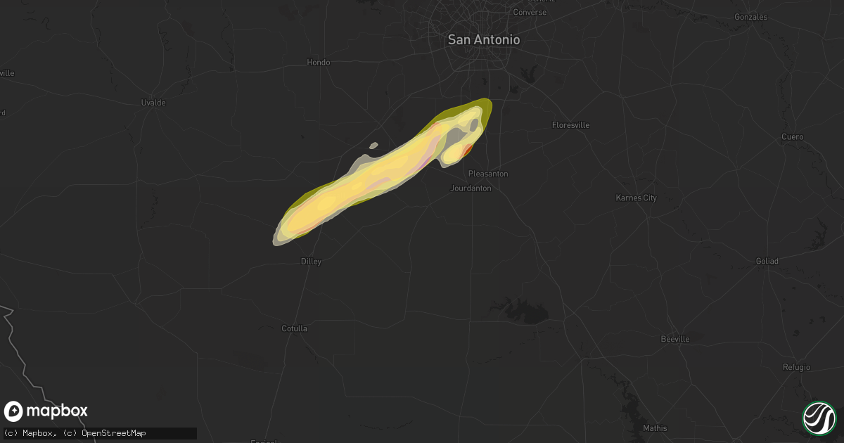 Hail map in Charlotte, TX on January 23, 2024