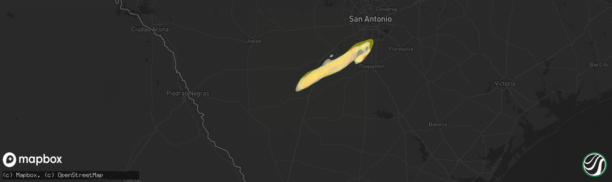 Hail map in Dilley, TX on January 23, 2024