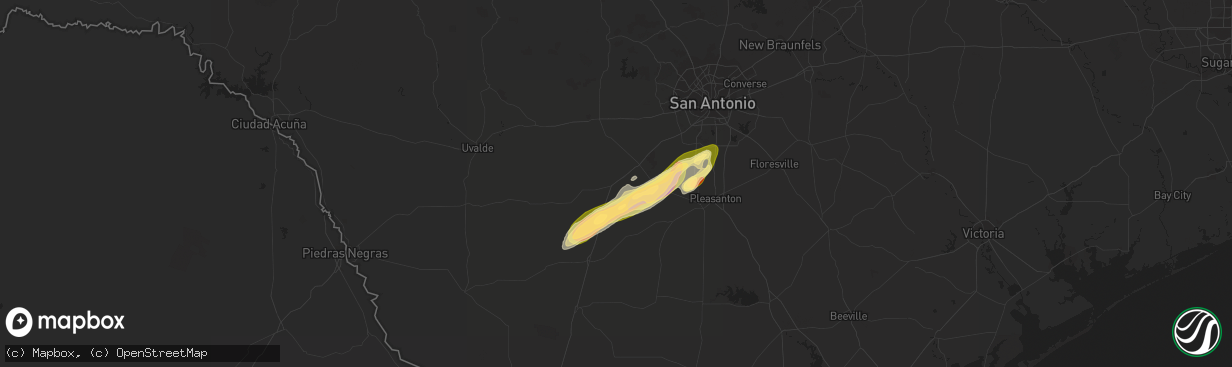 Hail map in Moore, TX on January 23, 2024