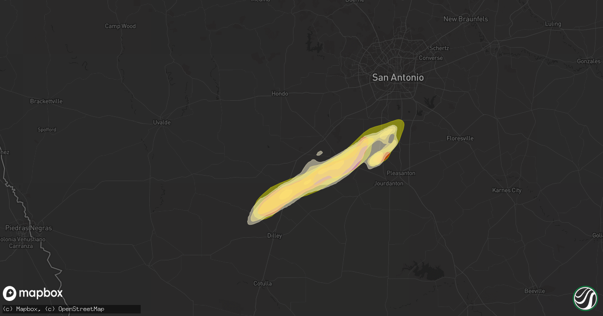 Hail map in Moore, TX on January 23, 2024