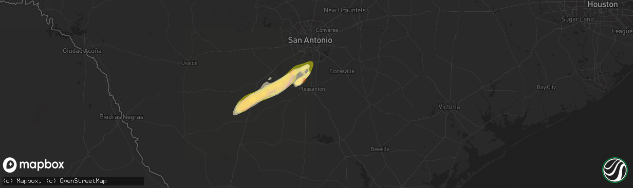 Hail map in Pleasanton, TX on January 23, 2024