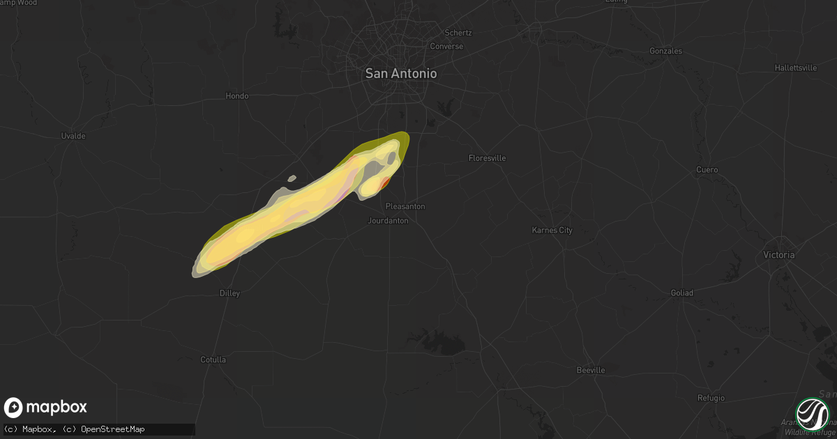Hail map in Pleasanton, TX on January 23, 2024