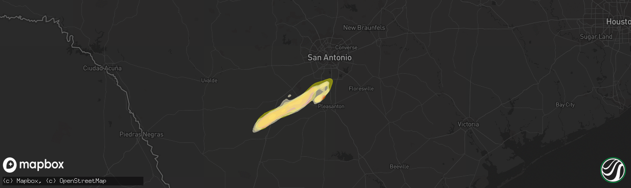 Hail map in Poteet, TX on January 23, 2024