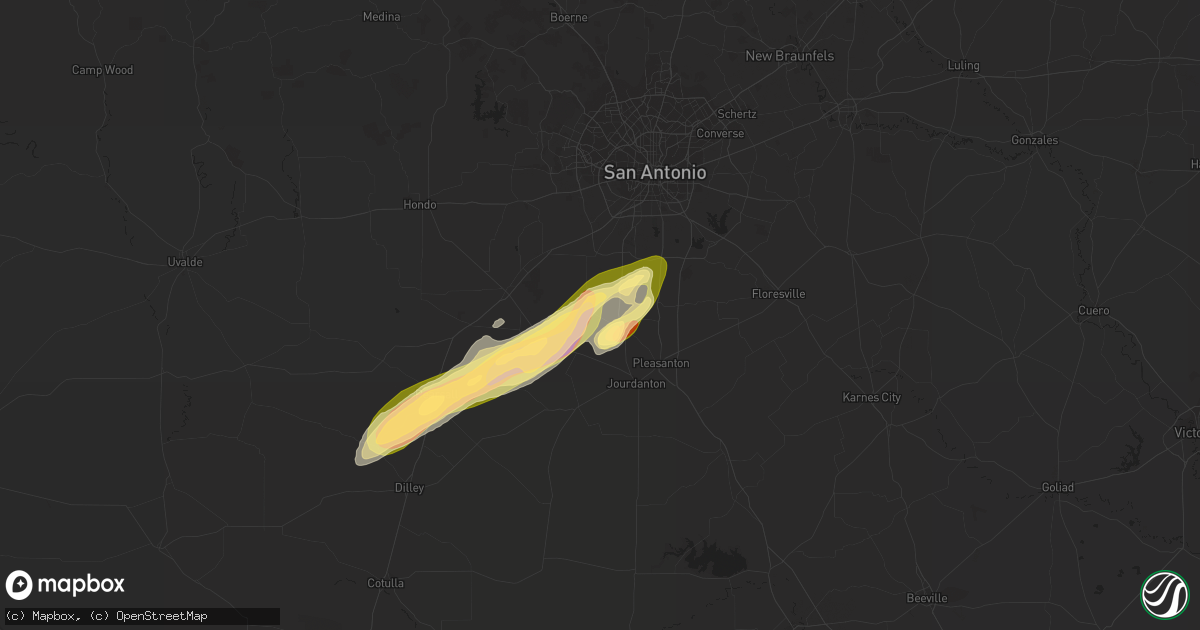 Hail map in Poteet, TX on January 23, 2024