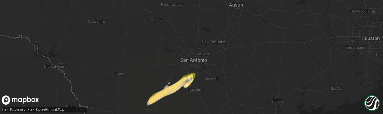 Hail map in San Antonio, TX on January 23, 2024