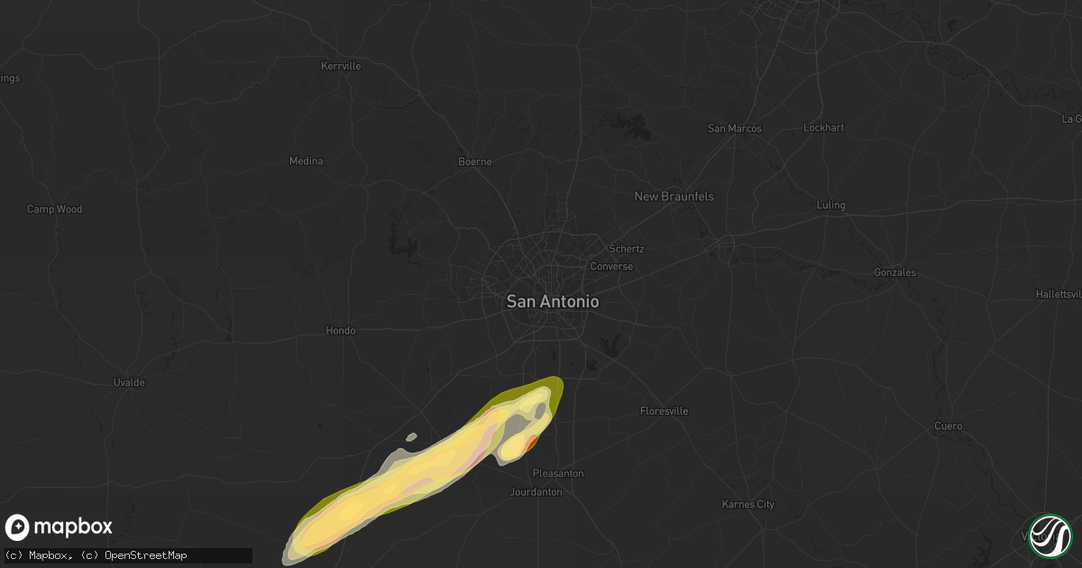 Hail map in San Antonio, TX on January 23, 2024