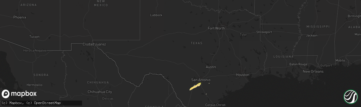 Hail map in Texas on January 23, 2024