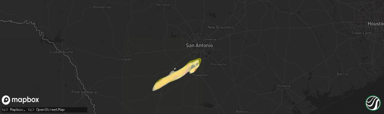 Hail map in Von Ormy, TX on January 23, 2024