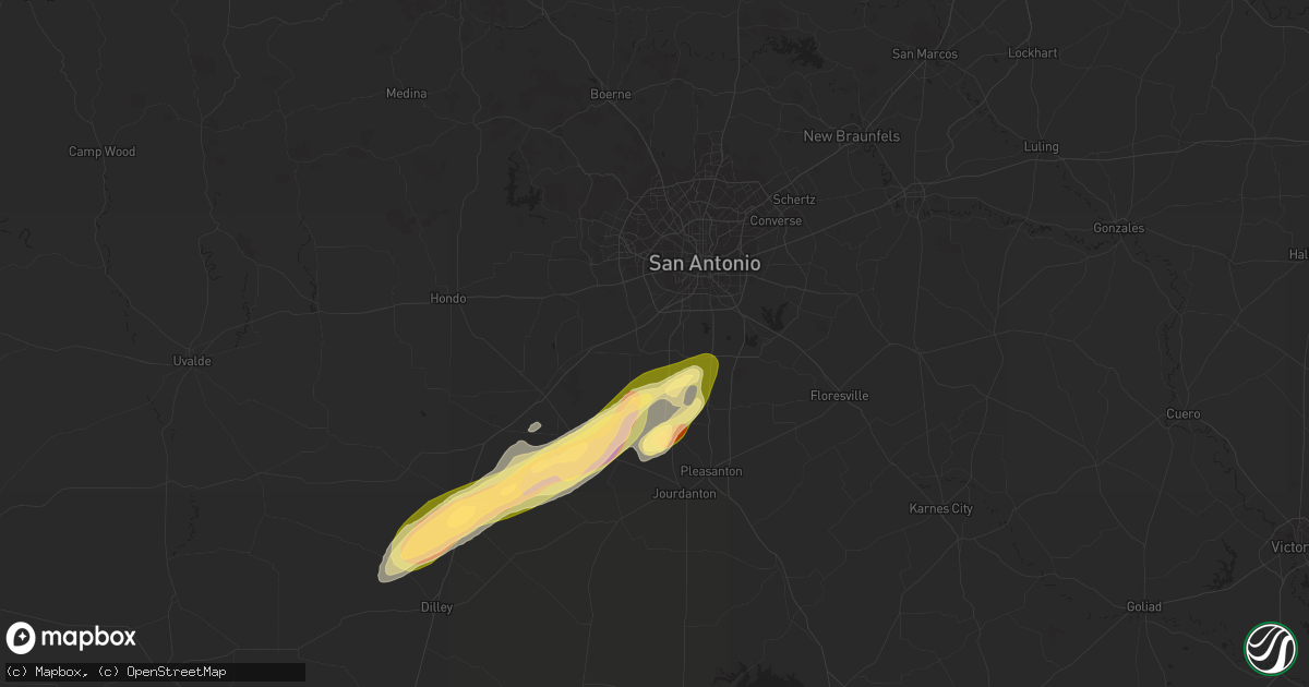 Hail map in Von Ormy, TX on January 23, 2024