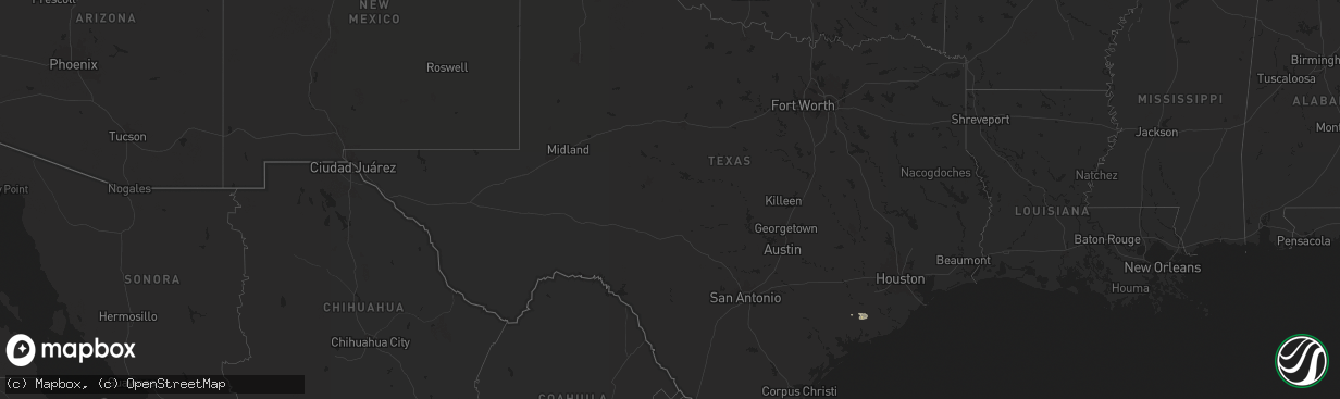 Hail map in Texas on January 23, 2026