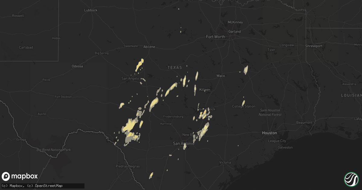 Hail map in Texas on January 24, 2012