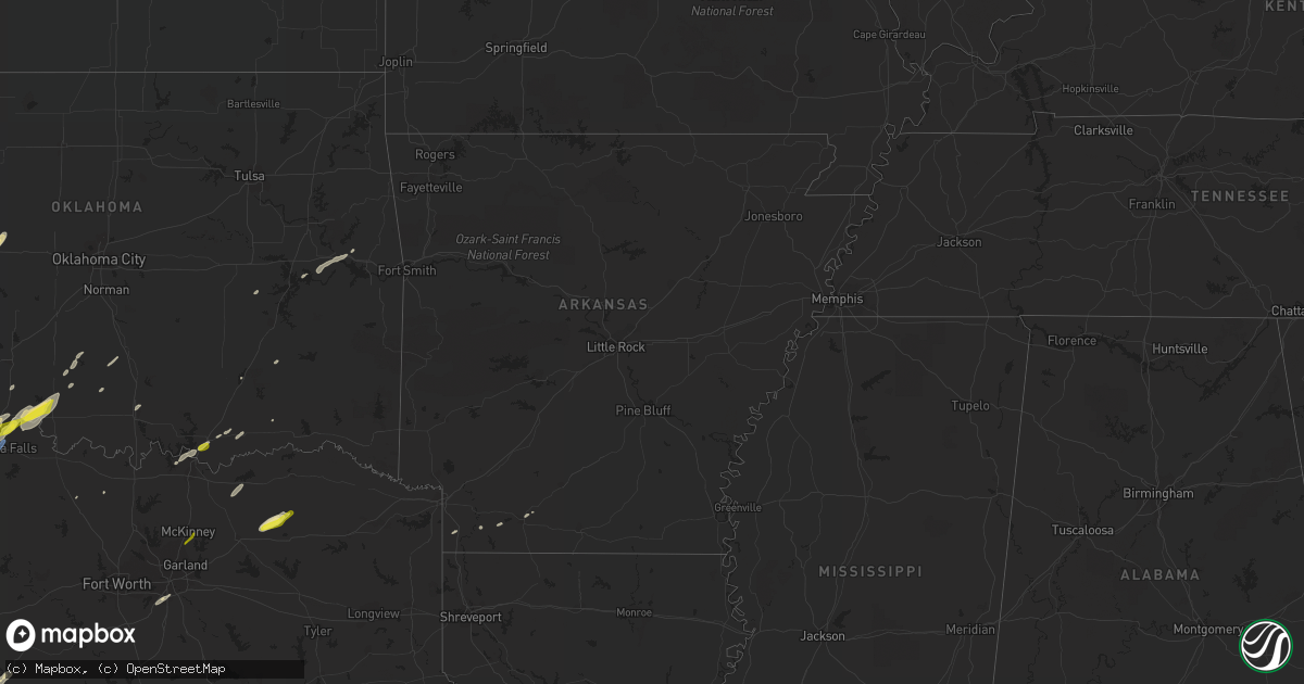 Hail map in Arkansas on January 24, 2021