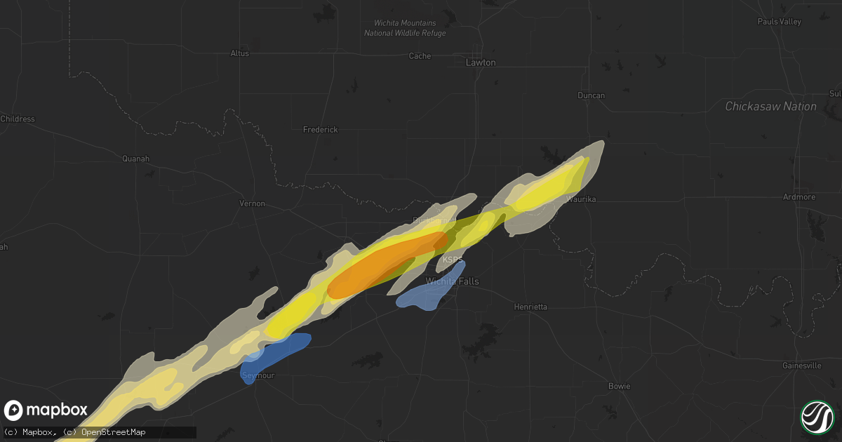 Hail map in Burkburnett, TX on January 24, 2021