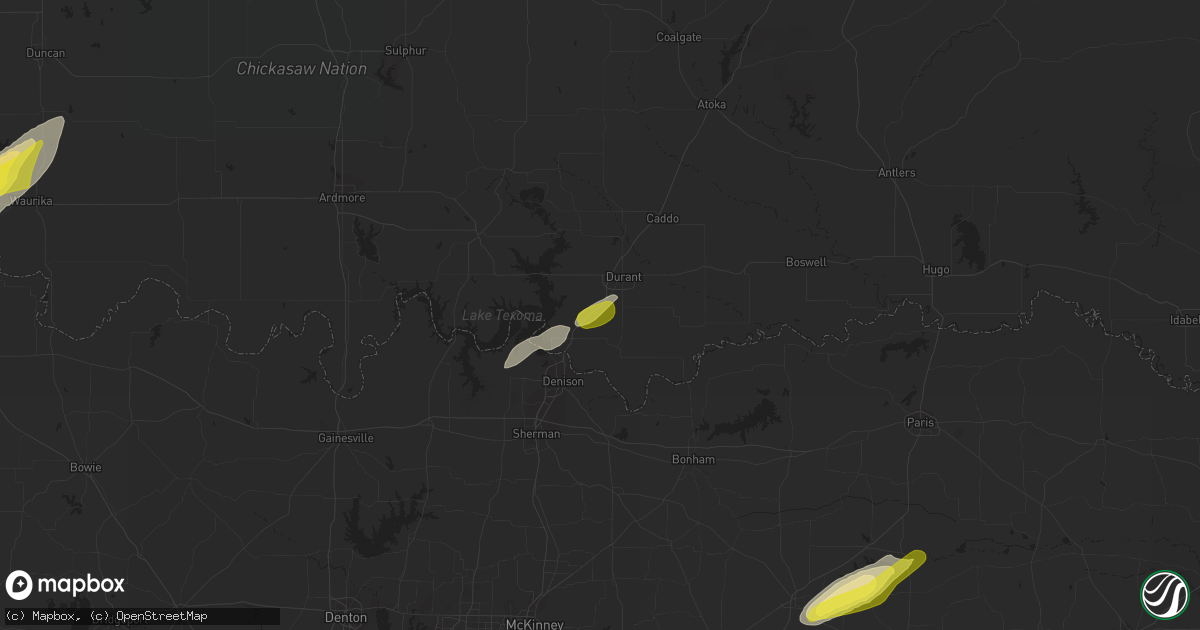 Hail map in Calera, OK on January 24, 2021