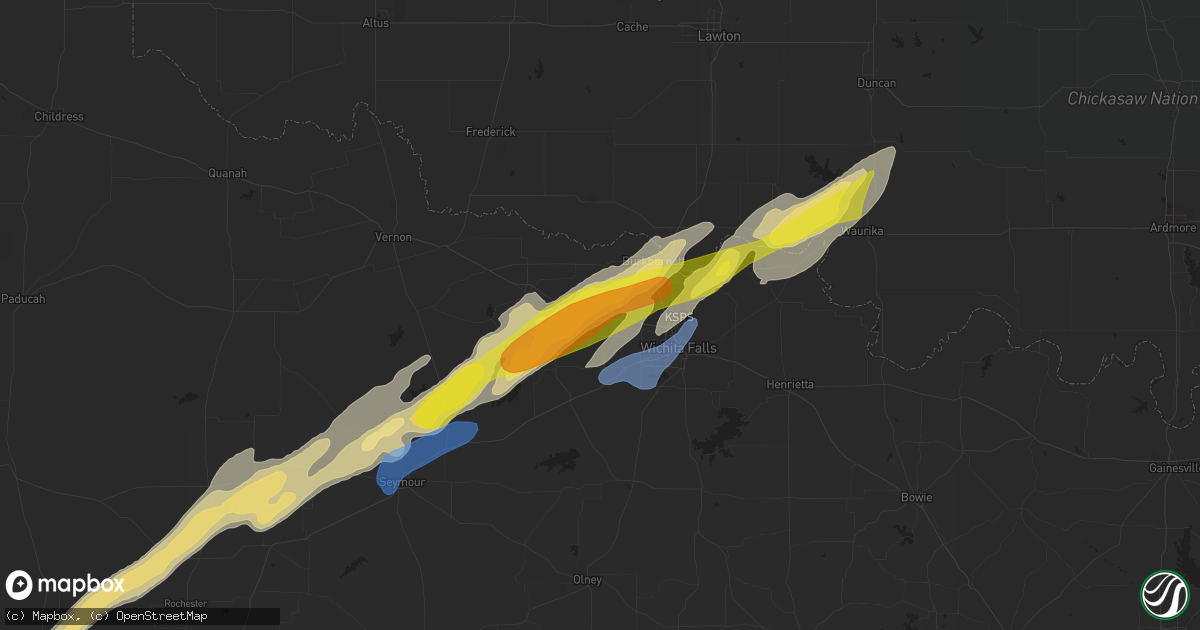 Hail map in Iowa Park, TX on January 24, 2021