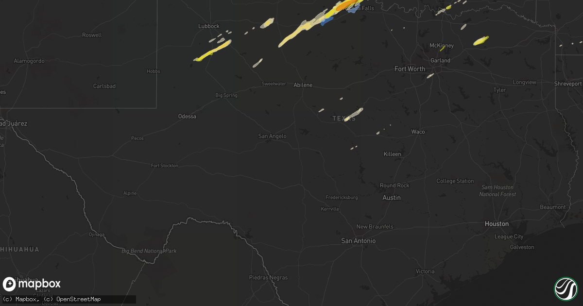 Hail map in Texas on January 24, 2021