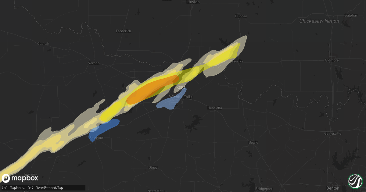 Hail map in Wichita Falls, TX on January 24, 2021